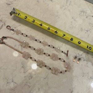 3-Piece Set Carolee Rose & Smoky Quartz (Earrings/Necklace/Bracelet)